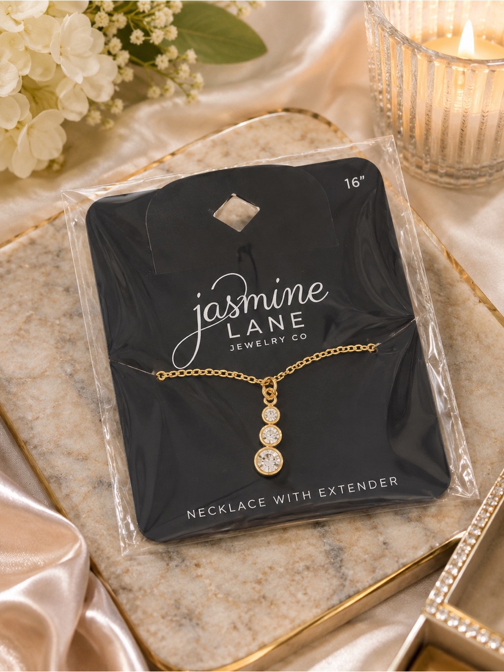 Jasmine Lane Gold Tone Necklace with Crystal Accents